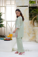 Embroidered Mint Green Kurta Palazzo Set | Casual Summer Ethnic Wear Two-Piece Outfit