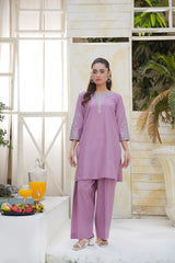Lavender Straight Cut Kurta Palazzo Pants Set | 3/4 Sleeve Daily Wear Outfit