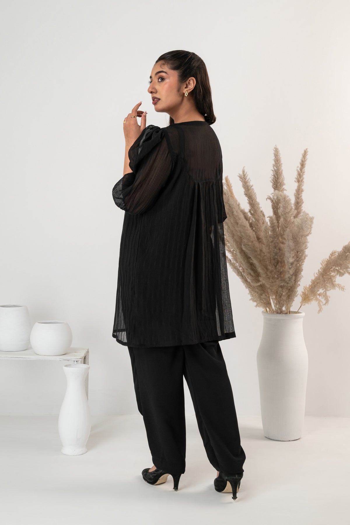 BLACK CRUSHED NOIR TOP — 2-Piece Set